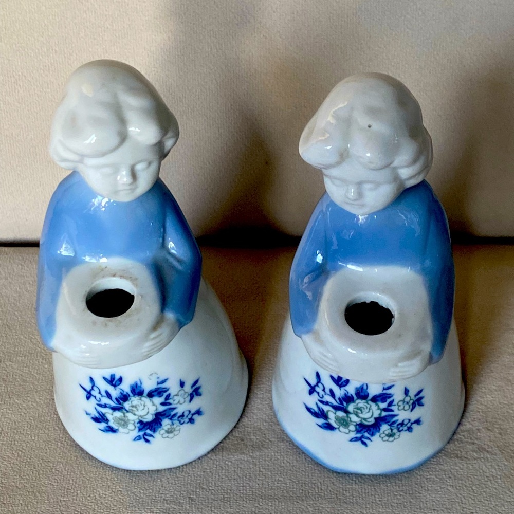 Vintage 1950s Candelabra Women, Porcelain Ceramic Candle Holders